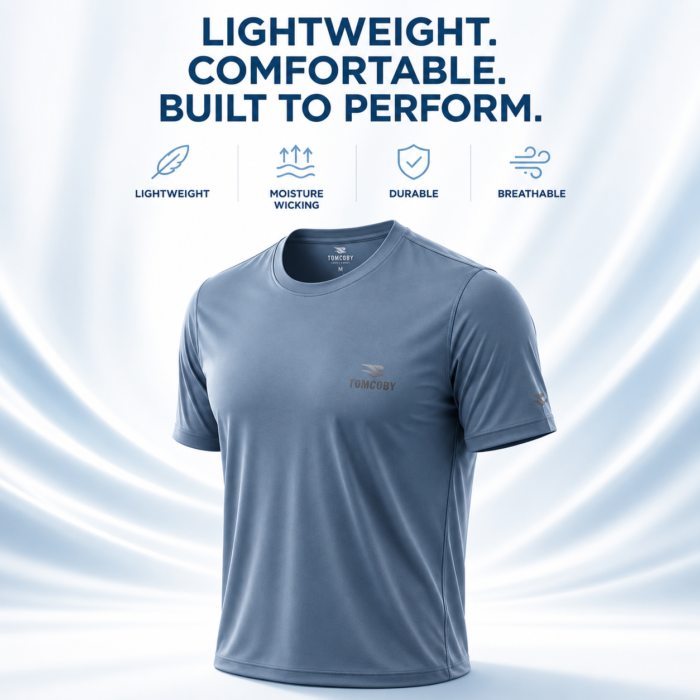 Tomcoby Performance Crew Neck T-Shirt – Slate Blue